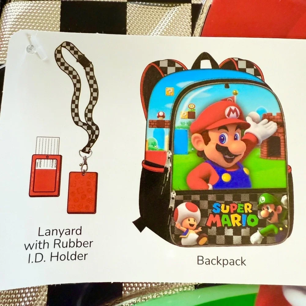 Nintendo Super Mario Kids 4 Piece Backpack Set With Lunch & Gadget Bags 17